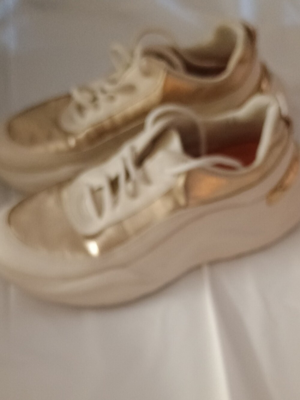 Women's Piccadilly. Metallic Gold Platform Sneakers - Stylish Casual Trainer